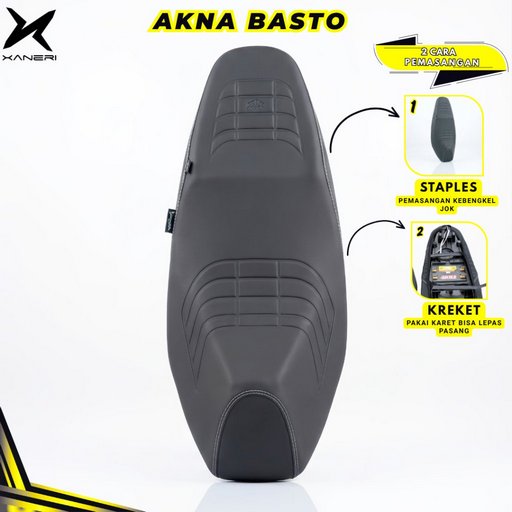 Akna AXL Basto Sarung Jok Motor Hitam Kulit Sintetis, Dapat Lepas Pasang, Pakai Karet Straples