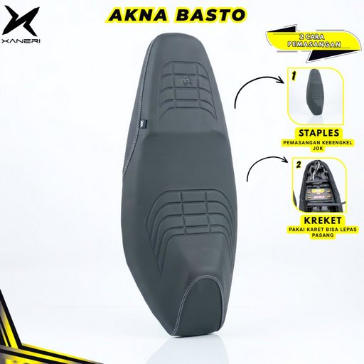 Akna AXL Basto Sarung Jok Motor Hitam Kulit Sintetis, Dapat Lepas Pasang